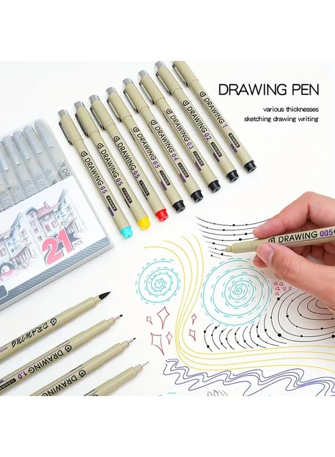 Black Anime Drawing Syringe Pen Set 12 16 21 Pcs Professional Art Sketching Tool - Image 1